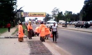 Street sweepers on duty in Aba